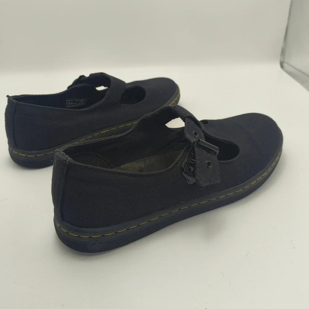 Dr Martens Woolwich Black Canvas Mary Jane T-Strap Shoes Womens 7 AW004 SK01R - Picture 13 of 16